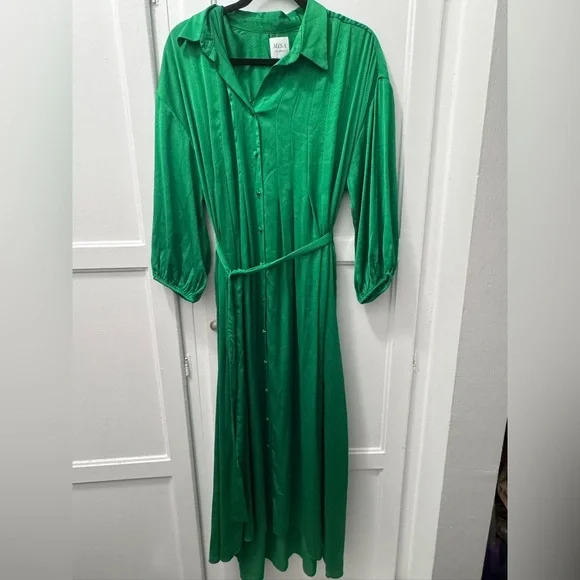 Misa Los Angeles Elise Maxi Shirt Dress in Green - Picture 4 of 12